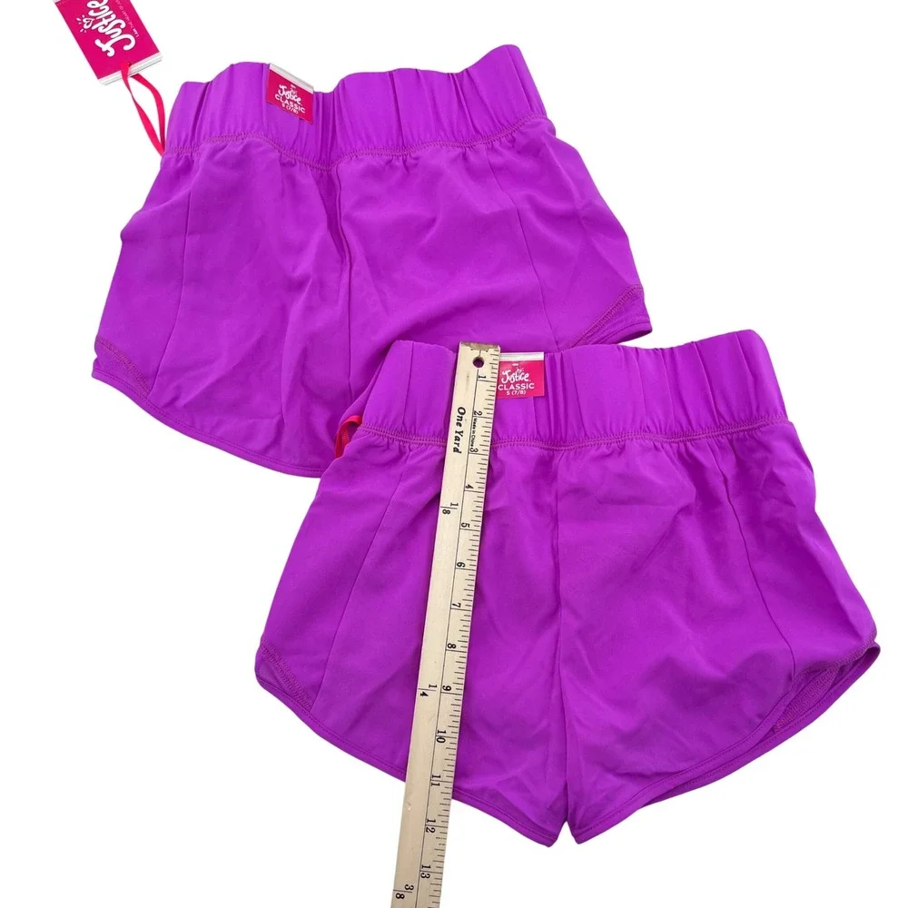 Justice Girls 2PK Running Shorts Purple Size S 7/8‎ Athletic Gym 602773 NWT